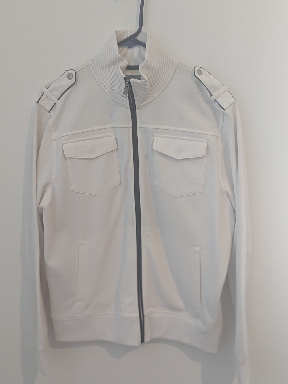 Y2K Express Men's White Track-Style Zip Jacket